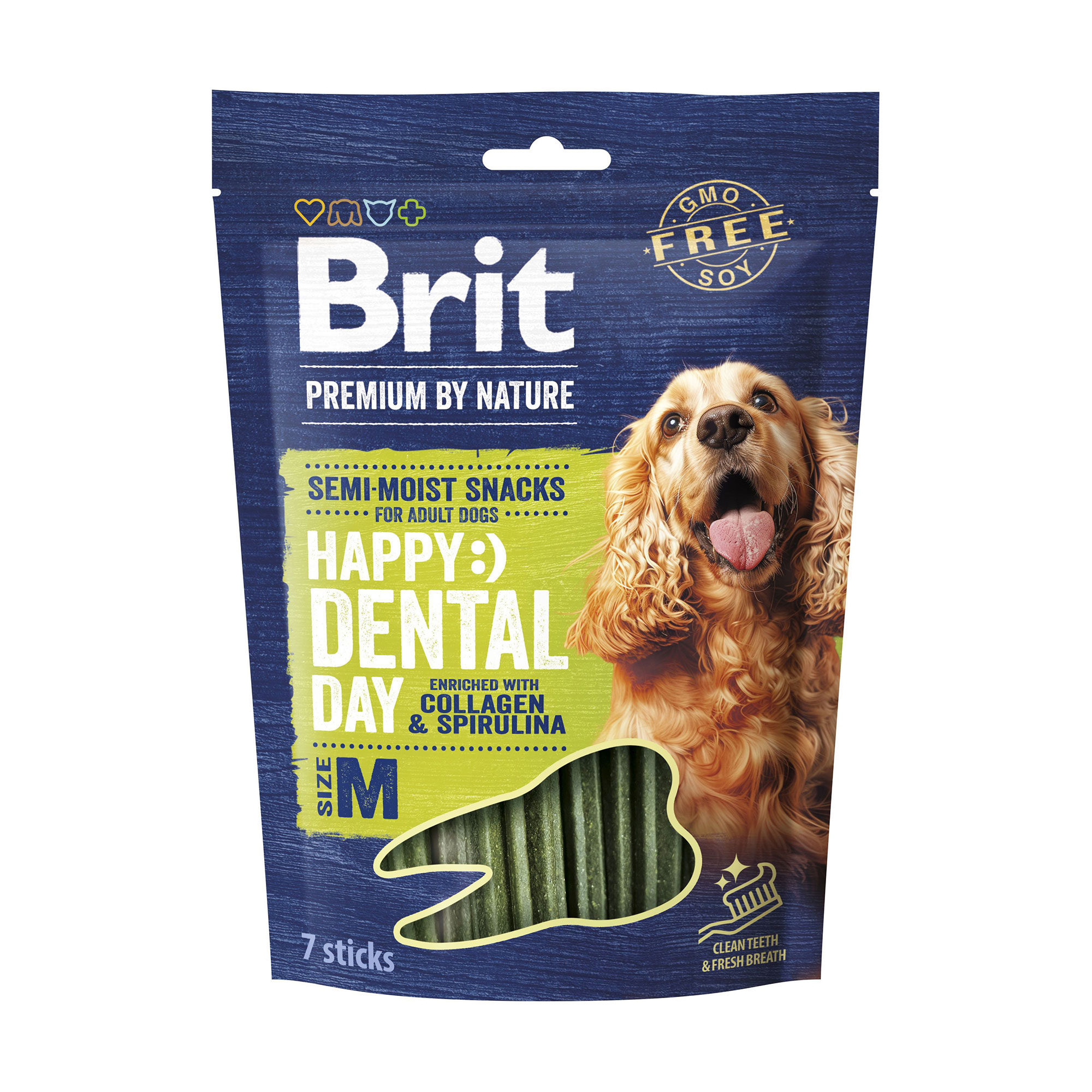Ласощі для собак середніх порід Brit Premium Dental Snacks M з колагеном та спіруліною, 180 г